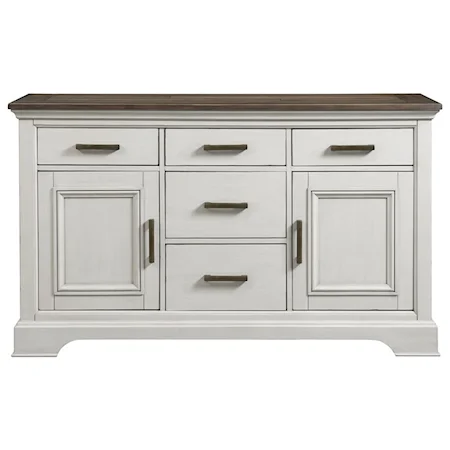 Cottage Sideboard with 5 Drawers and Interior Storage